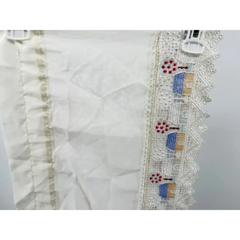 Cottage Village Lace Sheer Rod Pocket Valance Beige House Cream 60x14